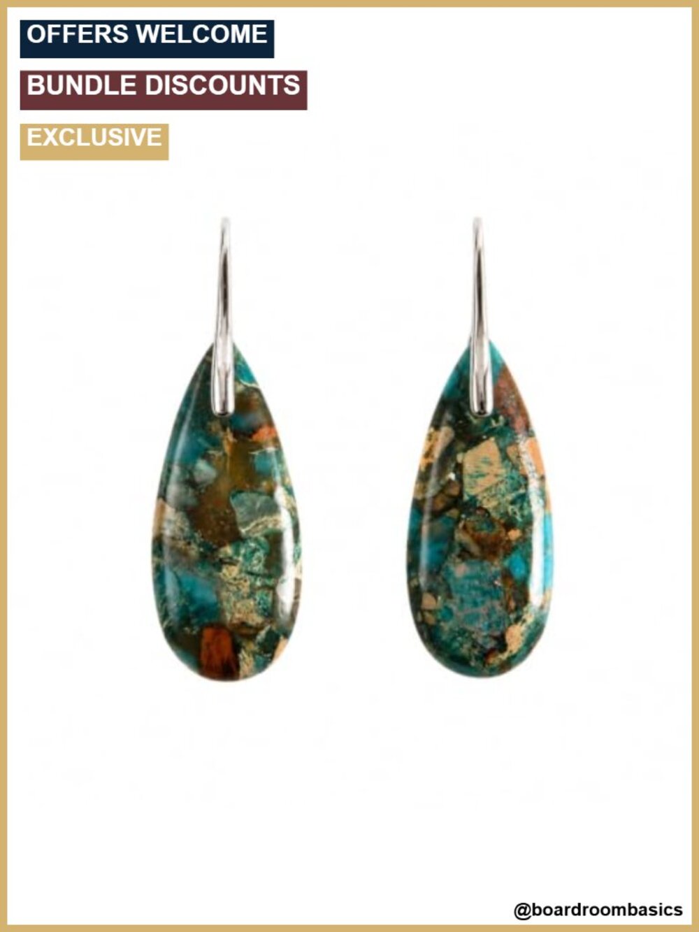 Natural Stone Drop Dangle Earrings Stainless Steel French Wire Handmade Gift